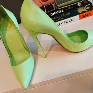 Christian Louboutin Green 120 So Kate Patent Heels